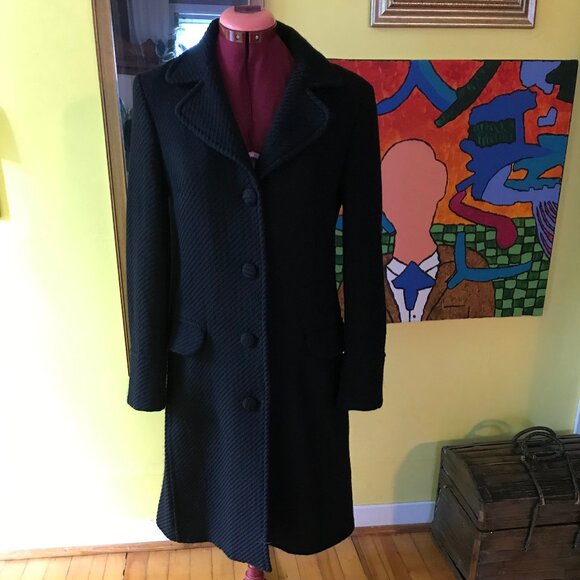 Massimo Dutti vintage 98% wool black coat - Picture 1 of 8